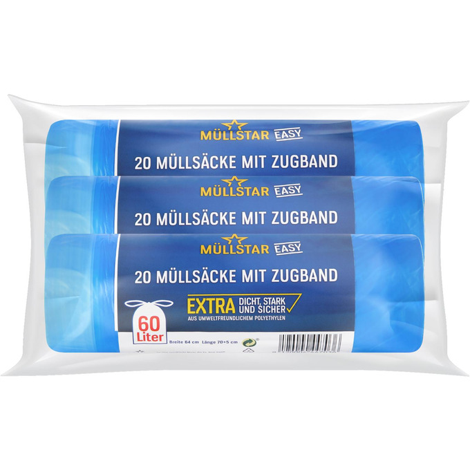 Alufix Müllsäcke mit Zugband 60lt. 15stk