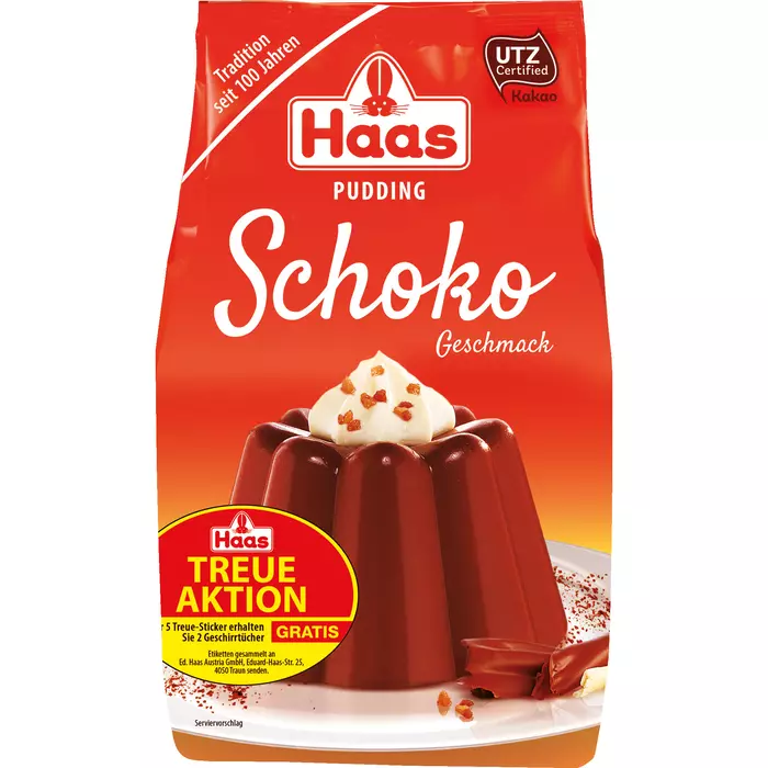 Haas Schokopudding 1kg mit UTZ Kakao