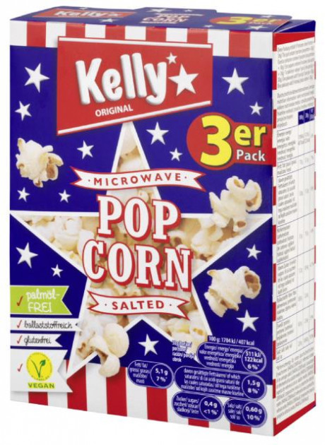 Kelly's Popcorn Microwave 3er vegan 270g
