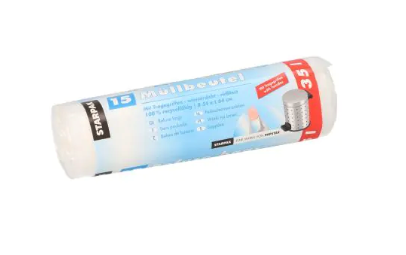 Müllbeutel mit Tragegriffen, HDPE 35 l 64 cm x 54 cm transparent