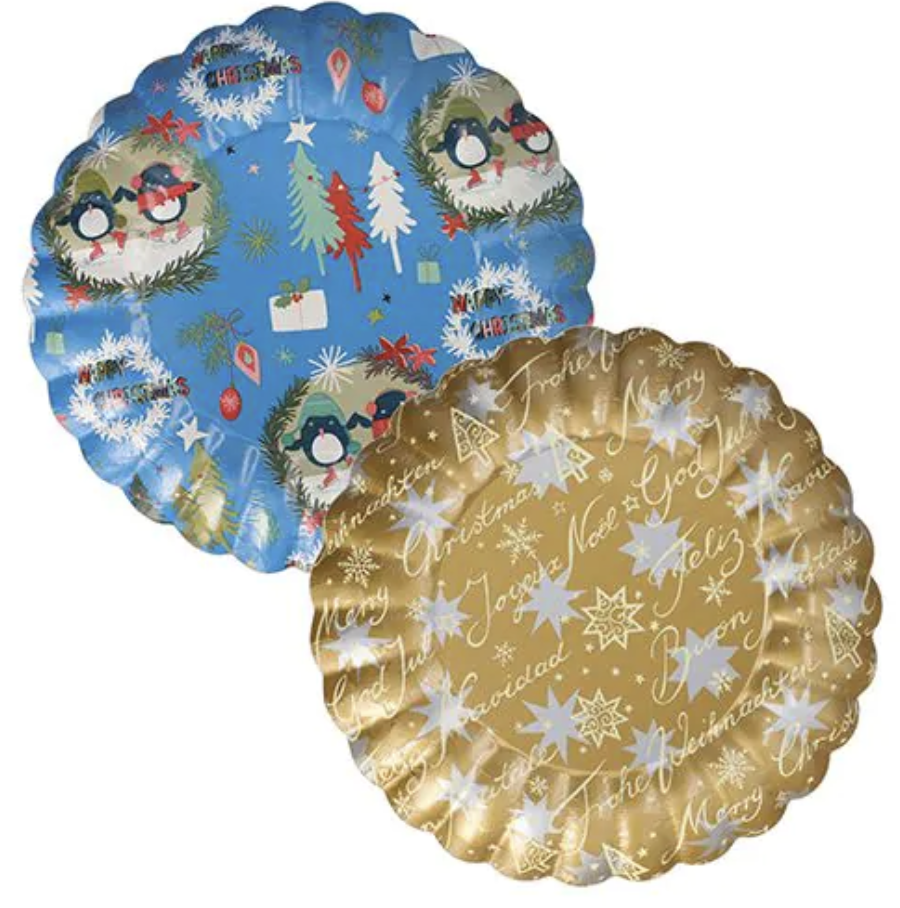 Präsentierschalen-Weihnachten rund Ø 23 cm "verschiedene Weihnachtsdekore" 2Stk.