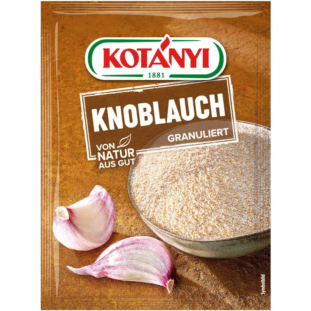 Kotanyi Brief braun, Knoblauch Granulat