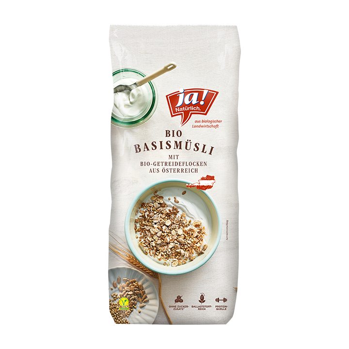 Ja! Natürlich Bio Bio-Basismüsli mit Getreideflocken aus Österreich 1000g