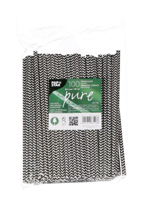 Papstar Trinkhalm Papier pure Zig-Zag 100 Stk Ø 6mm 20cm  
