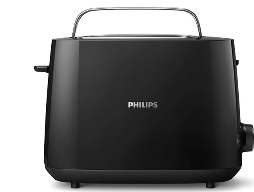 Philips Toaster – 2 Toastschlitze, 8 Stufen, Brötchenaufsatz, Auftaufunktion, Liftfunktion, Abschaltautomatik, schwarz (HD2581/90)