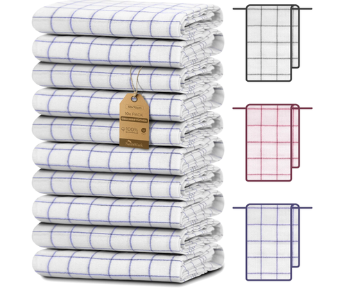 NatureMark 10er Set Geschirrtücher 50x70 cm – 100% Baumwolle, saugfähig & strapazierfähig – Geschirrtücher und Küchentücher für Haushalt und professionelle Küchen, inklusive E-Book, Farbe: Royal Blau